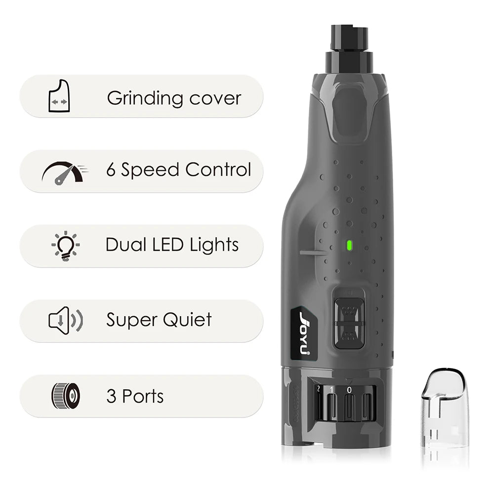 Dog Nail Grinder Dustproof with 2 LED Light - Super Quiet Powerful 6-Speed Nail Trimmer File for Small Medium Large Dogs Dog Acc