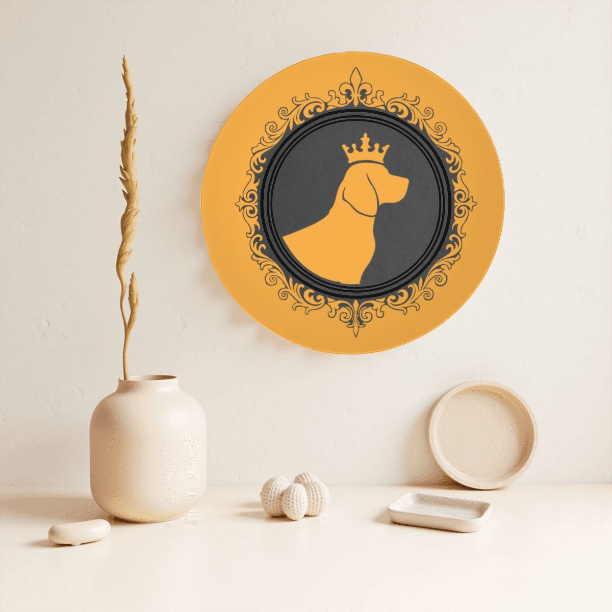 SPF Decorative Plate (King Dog Outline) - Orange