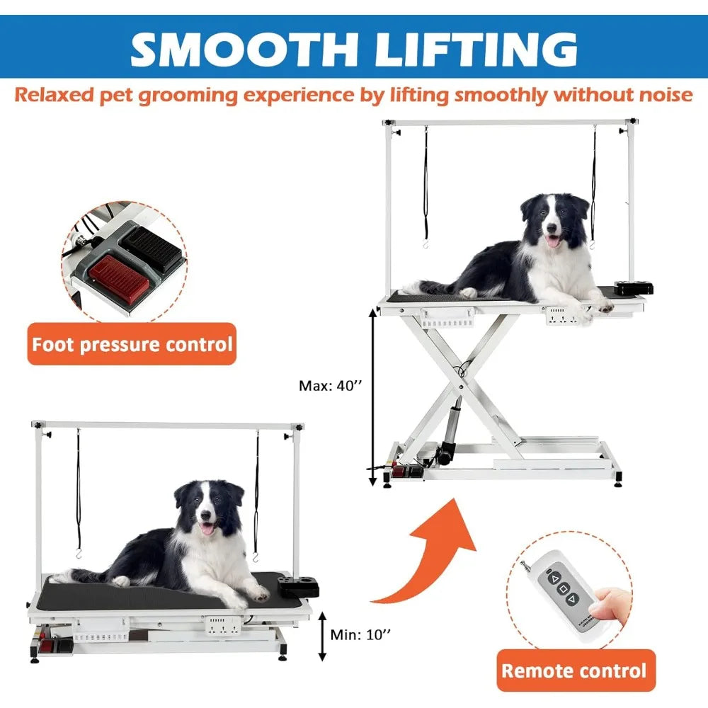 Dog Grooming Table,50''Electric Lift Heavy Duty Cat Grooming Table with anti Slip Tabletop, Adjustable Pet Grooming Table with A