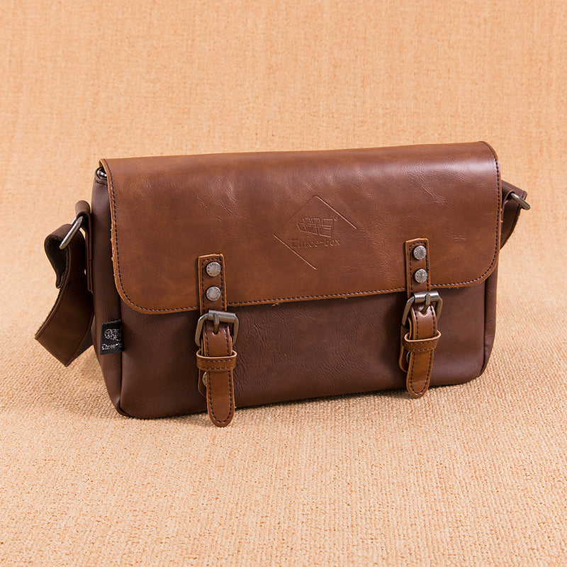 Men's PU Leather Retro Flip Literary Shoulder Bag