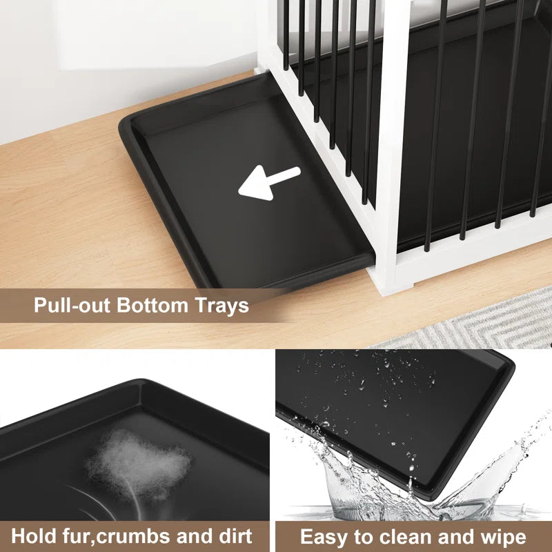 Large Dog Crate Furniture with Tray and Divider