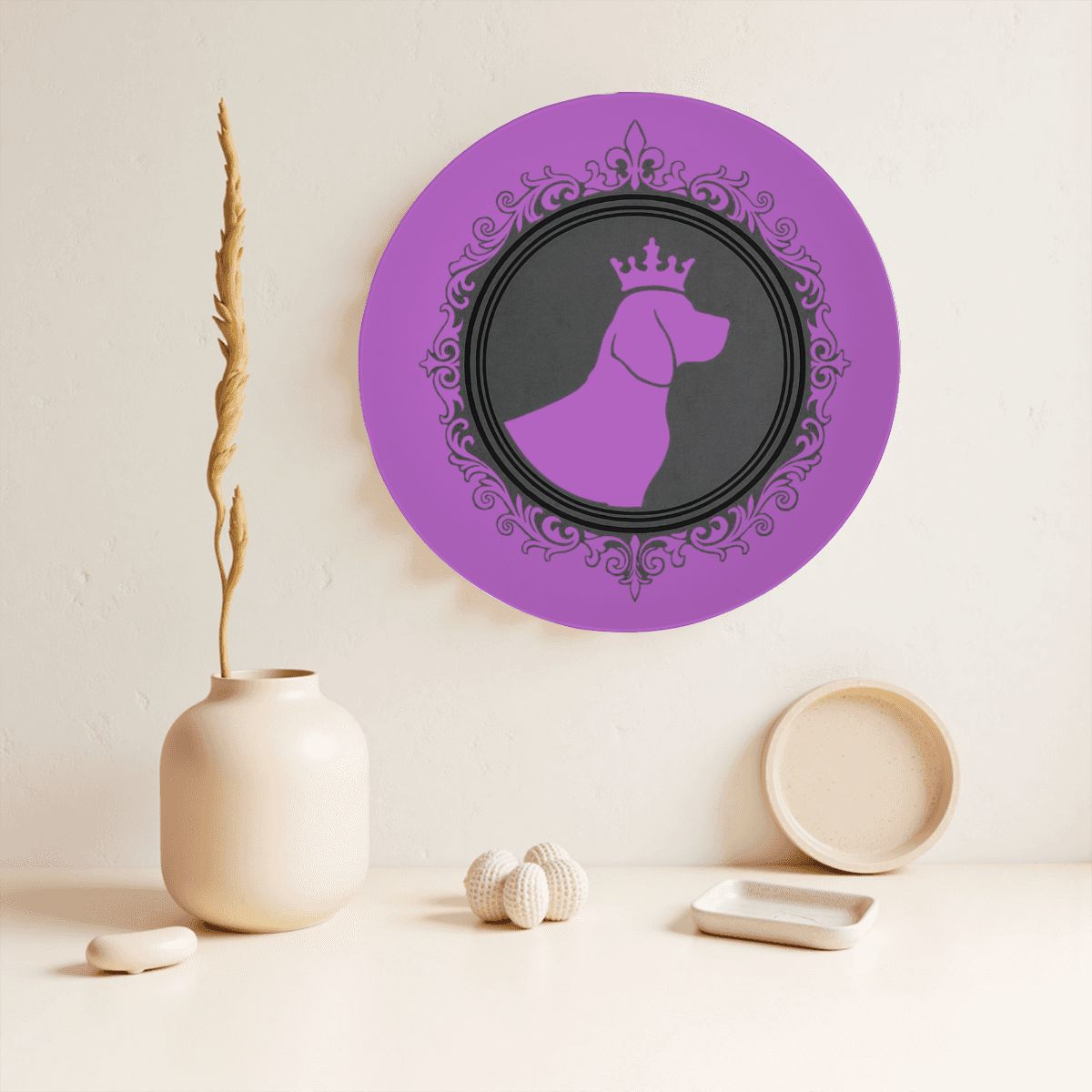 SPF Decorative Plate (King Dog Outline) - Purple