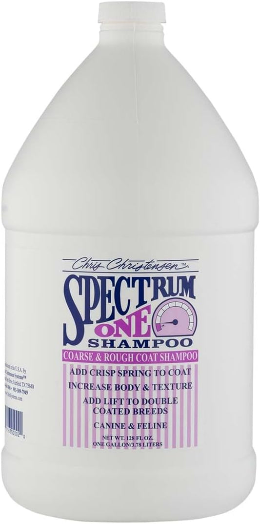 Spectrum One Dog Shampoo, Coarse and Rough Coat, Groom like a Professional, Repairs and Protects, Maintains Inner Cortex Hydration, Made in the USA, 1 Gal