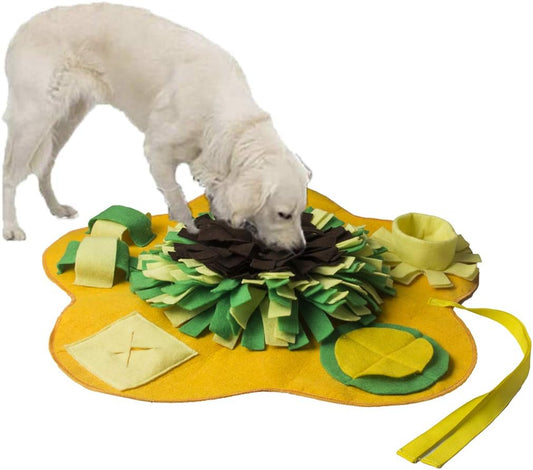 Interactive Dog Snuffle Mat - Machine Washable Foraging Activity Mat for Stress Relief (Yellow-Green)