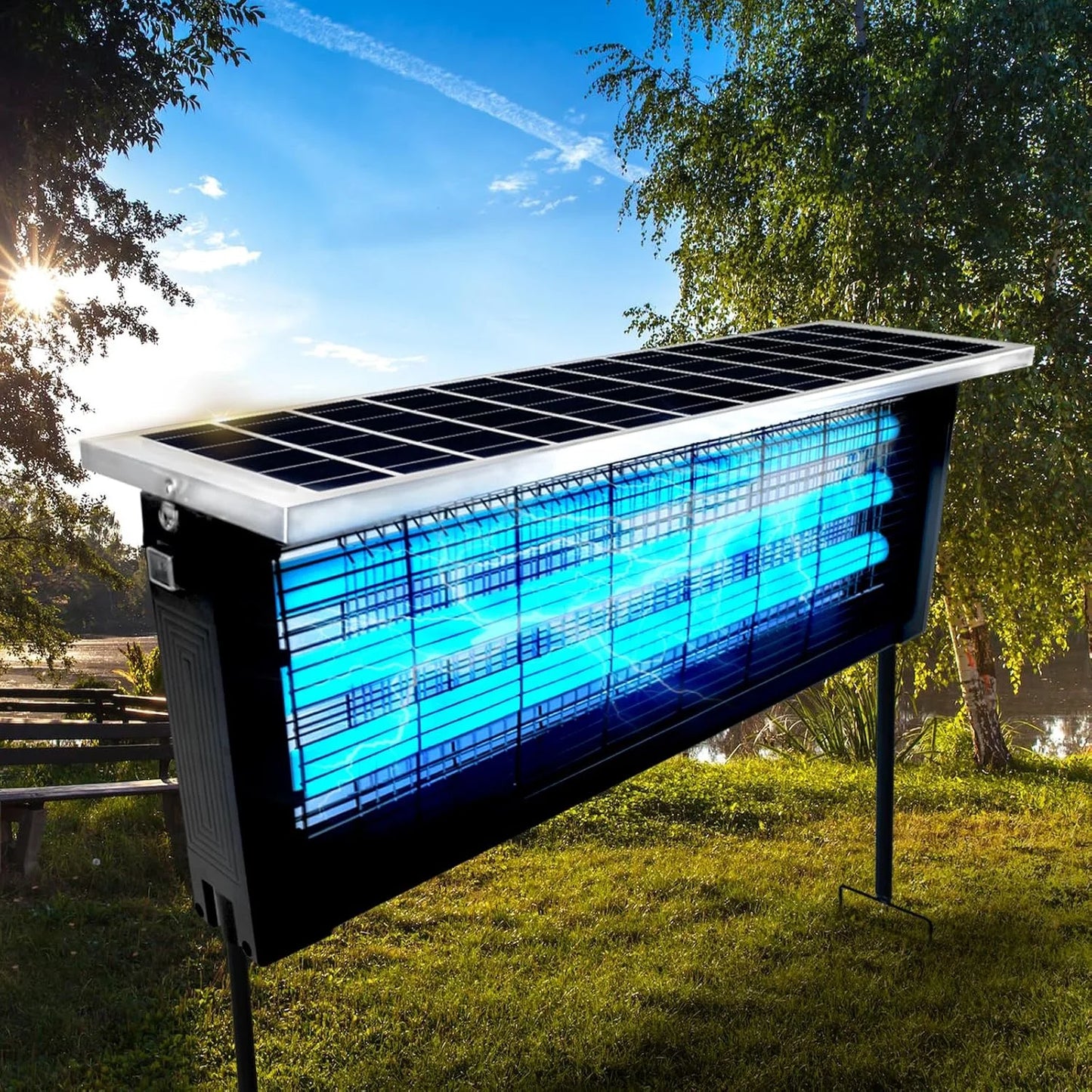 Ultimate Solar Bug Zapper - Waterproof & Rechargeable Mosquito Trap for Outdoor Pest Control, Perfect for Patios, Gardens, RVs & Camping (Covers 3500 Sq Ft)