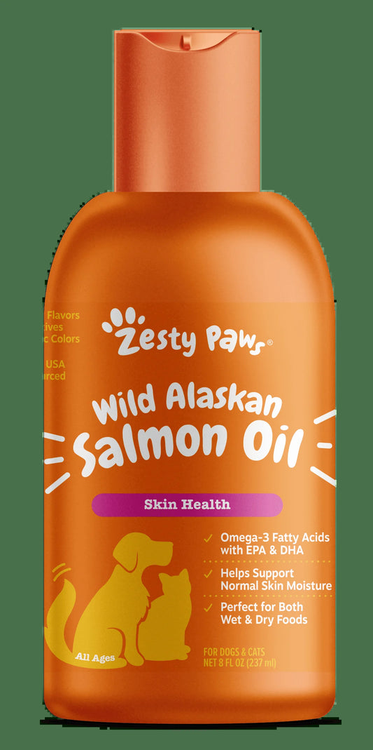Pure Wild Alaskan Salmon Oil Liquid Food Supplement for Dogs or Cats, 8 Fl Oz, Skin Care