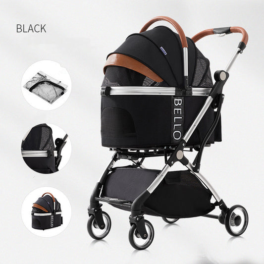 Premium 4-Wheel Pet Stroller – Heavy-Duty Universal Folding Cart for Large Dogs