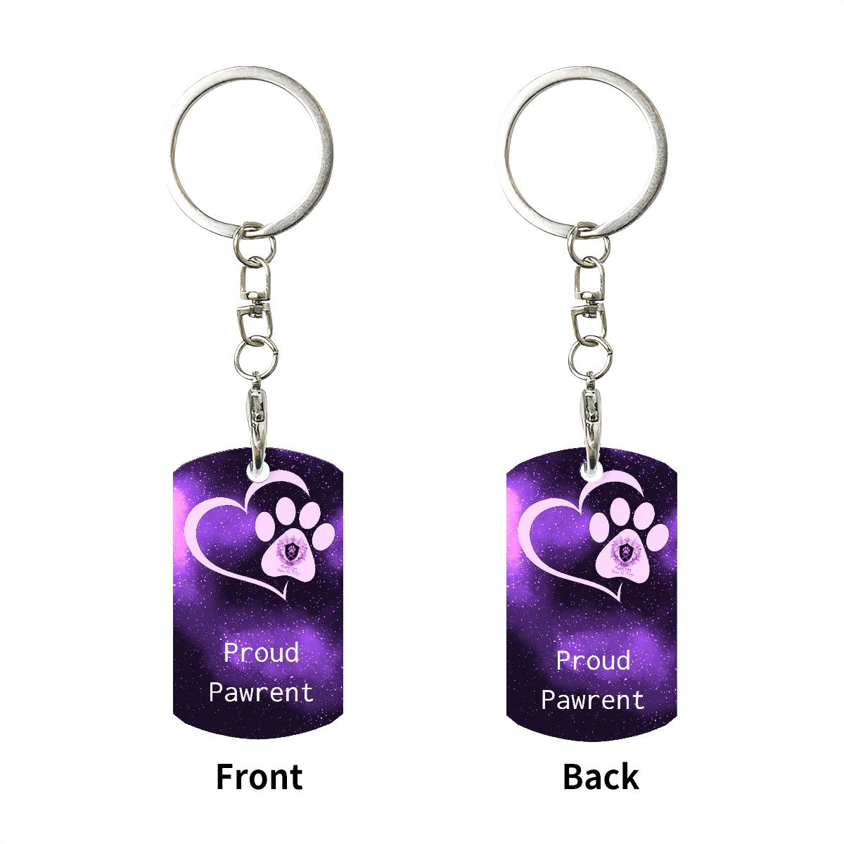 SPF Rectangular Metal Keychain - Proud Pawrent - Purple