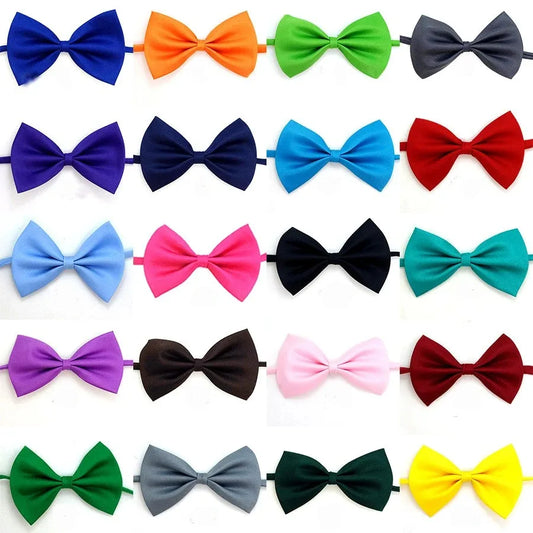30/50/100PCS Wholesale Pet Necktie for Dogs Solid Color Printed Adjustable Puppy Bowtie Dog Bow Tie Pet Grooming Accessories