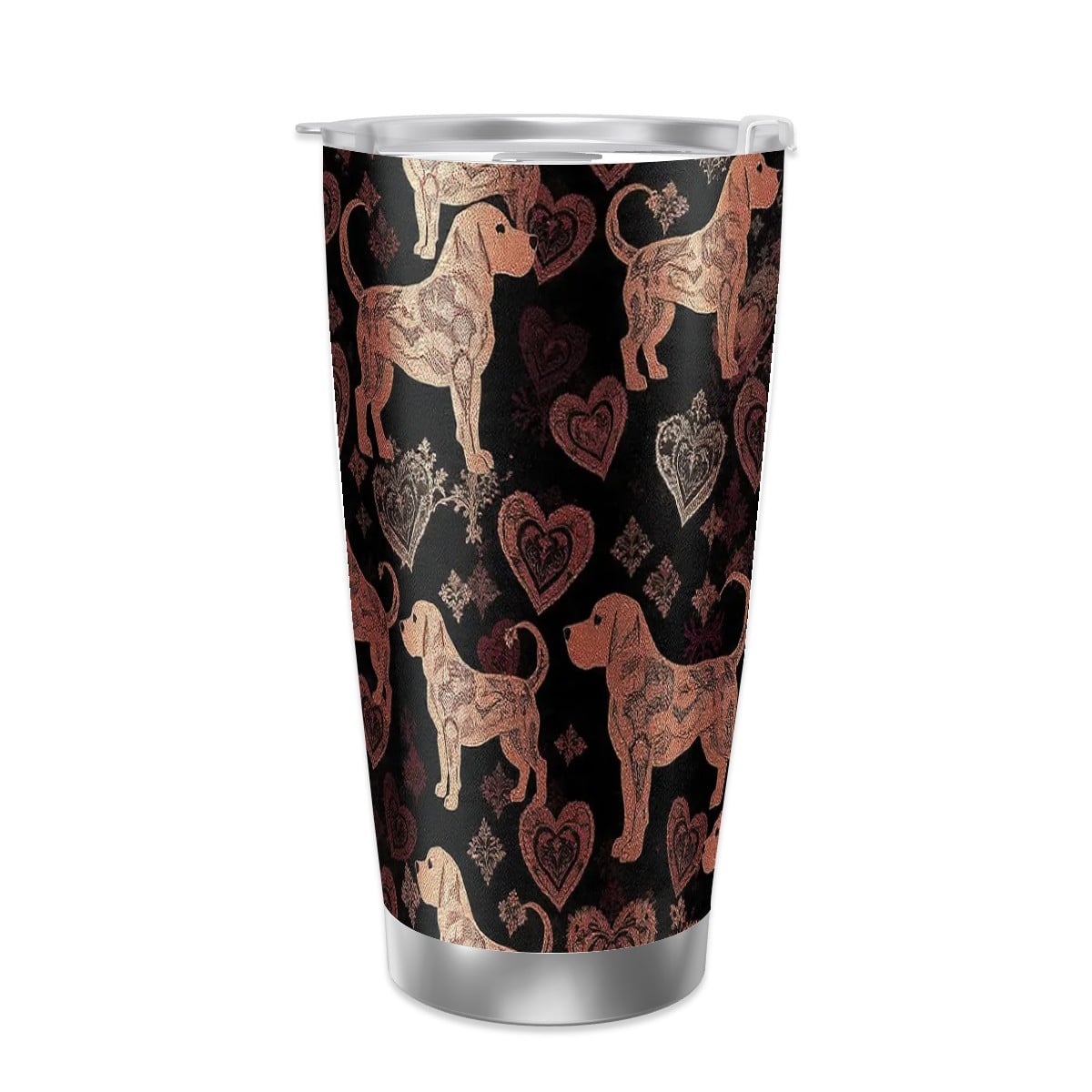 Dogs Love Travel Coffee Mug with Single Silver Edge (20oz) (Collection-2)