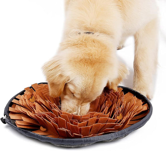Interactive Pet Snuffle Mat - Engaging Puzzle Toy for Smart Dogs, Enhances Foraging Skills (Brown)