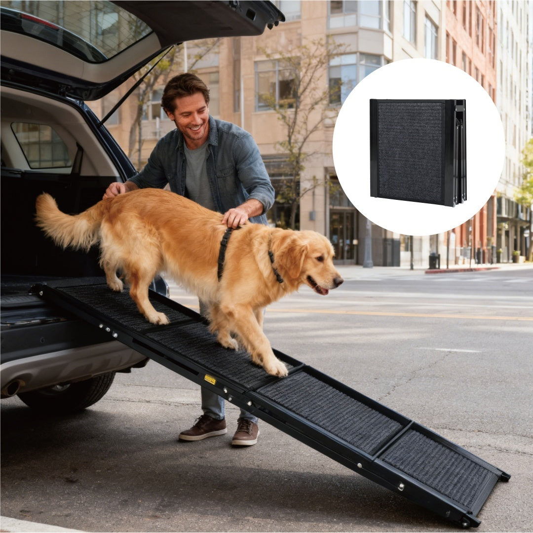 Premium Pet Guardian Gear: Dog Ramp For Car 71 Long  19.5 Wide Portable Dog Ramps For Large Dogs With Non-Slip Rug Surface Dog Car Ramp For SUV Car  Truck, Folding Dog Ramp Up To 250LBS - Sanctum Paws and Fangs
