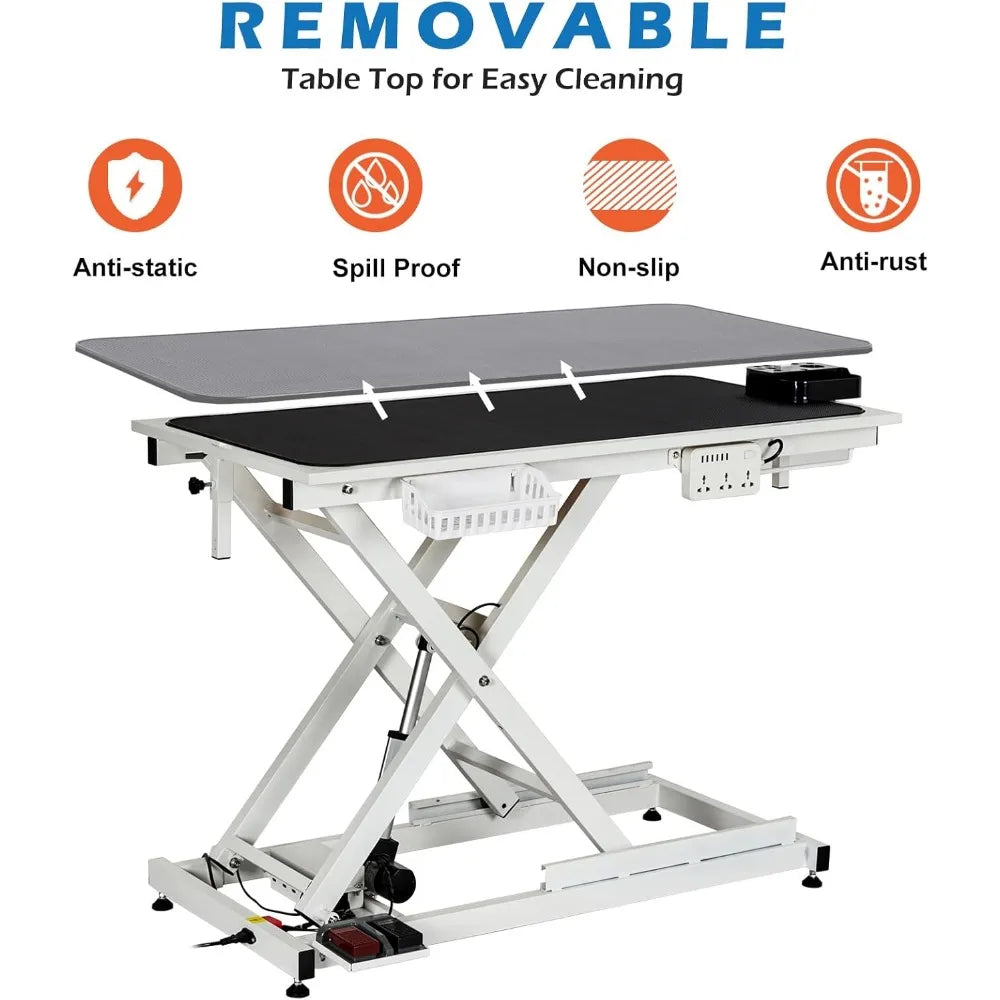 Dog Grooming Table,50''Electric Lift Heavy Duty Cat Grooming Table with anti Slip Tabletop, Adjustable Pet Grooming Table with A