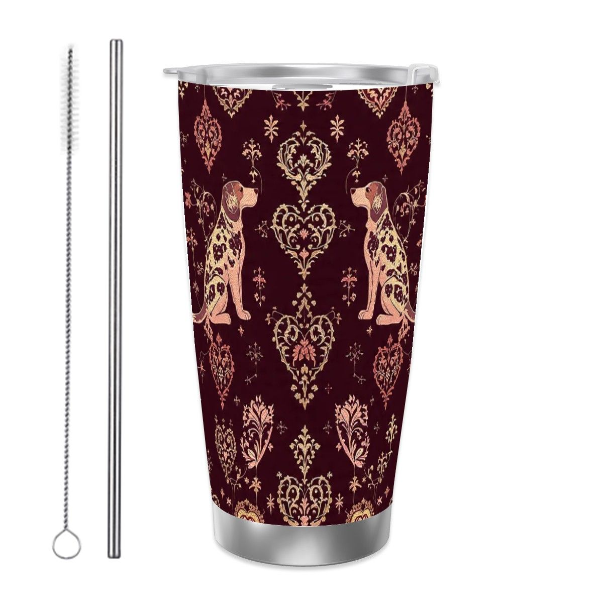 Dogs Love Travel Coffee Mug with Single Silver Edge (20oz) (Collection-2)