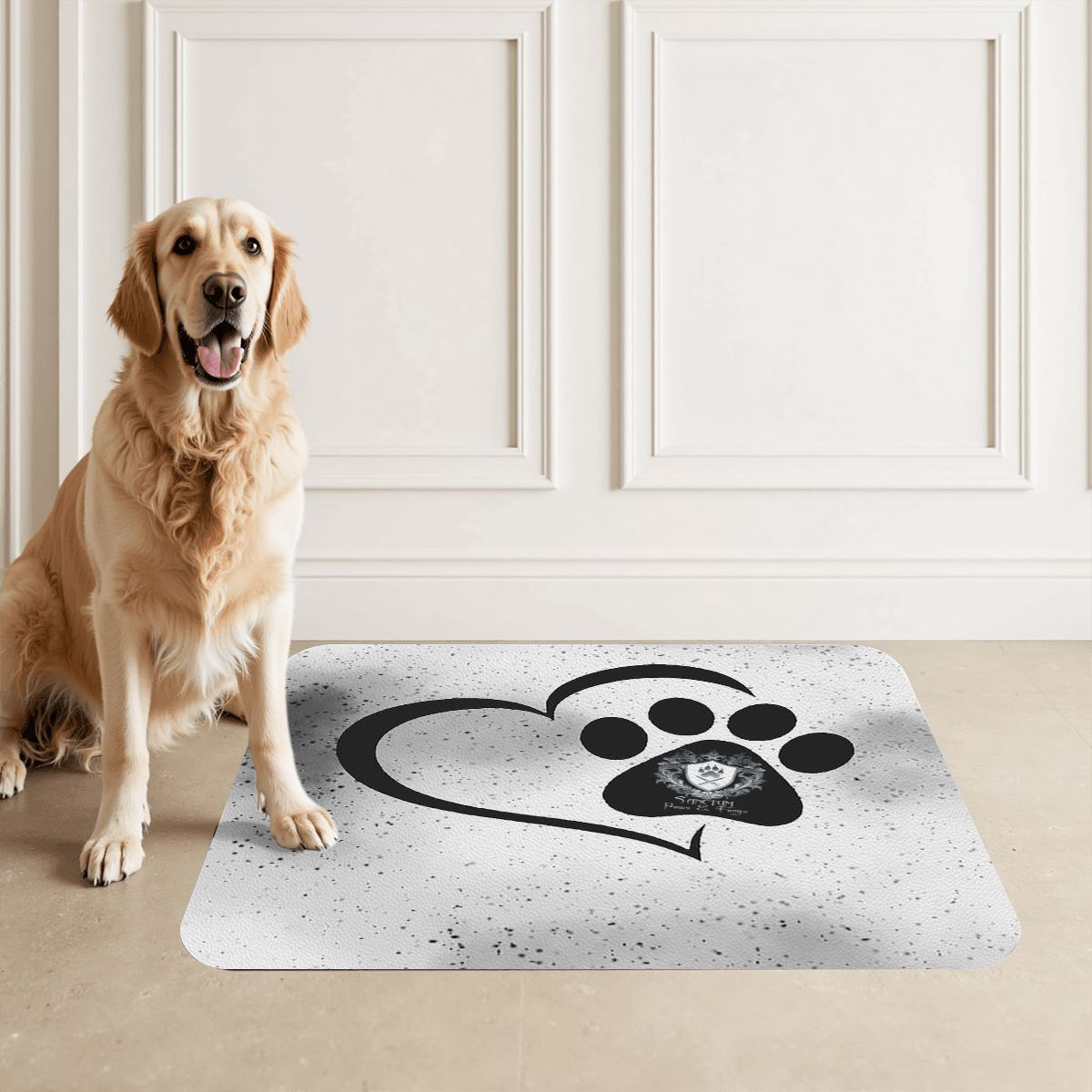 SPF Leather Waterproof Dog Food Mat - White