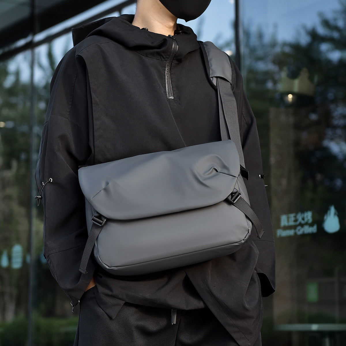 Men's Functional Leather Waterproof Leisure Shoulder Crossbody Bag