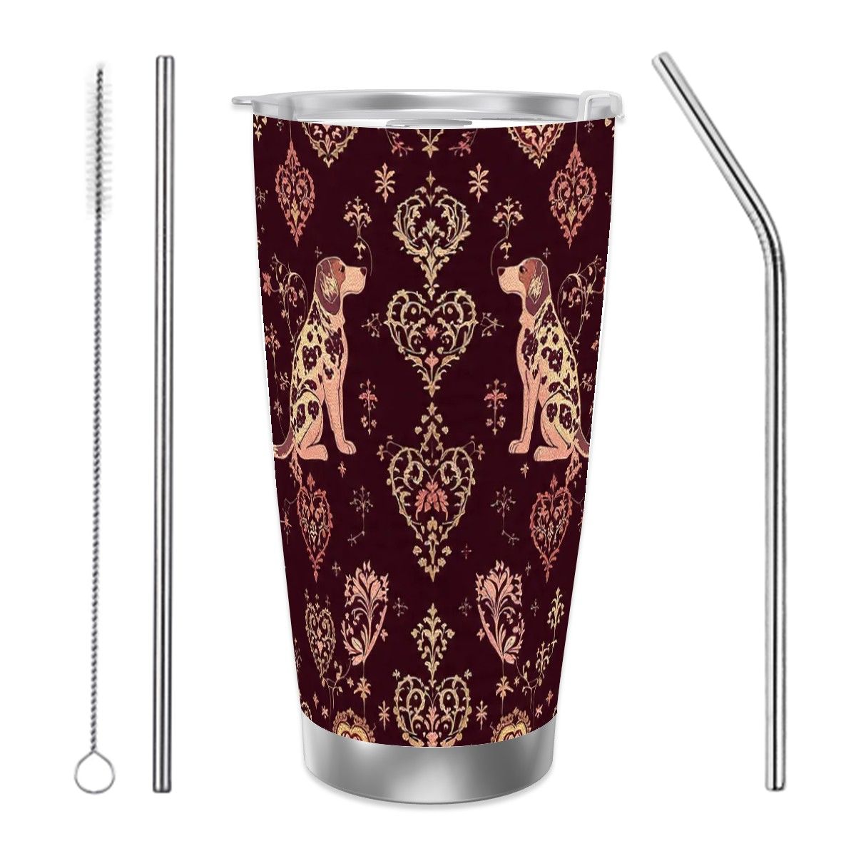 Dogs Love Travel Coffee Mug with Single Silver Edge (20oz) (Collection-2)