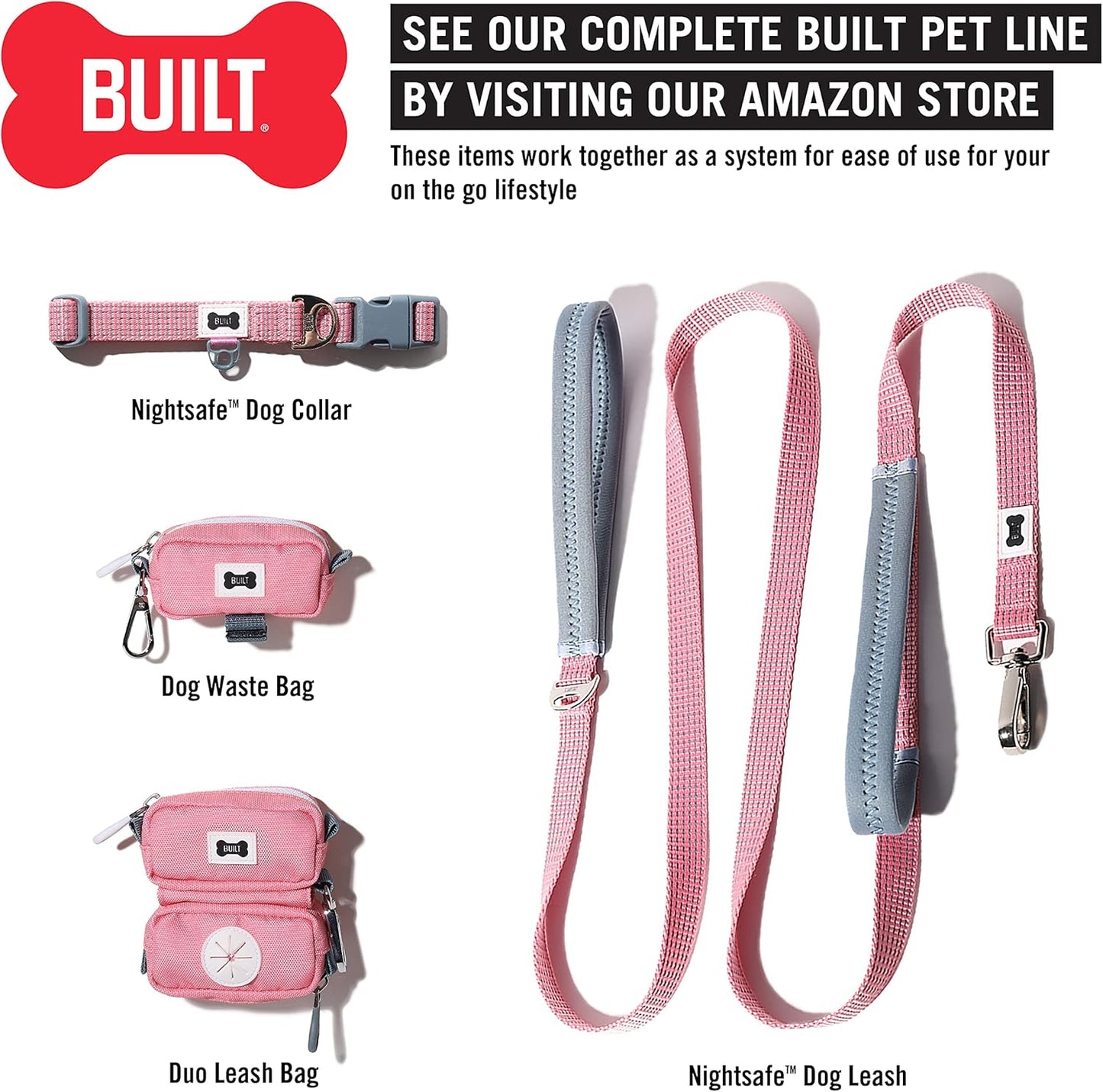 Stylish Duo Leash Bag: Pink & Gray Pet Waste Bag and Treat Holder Combo