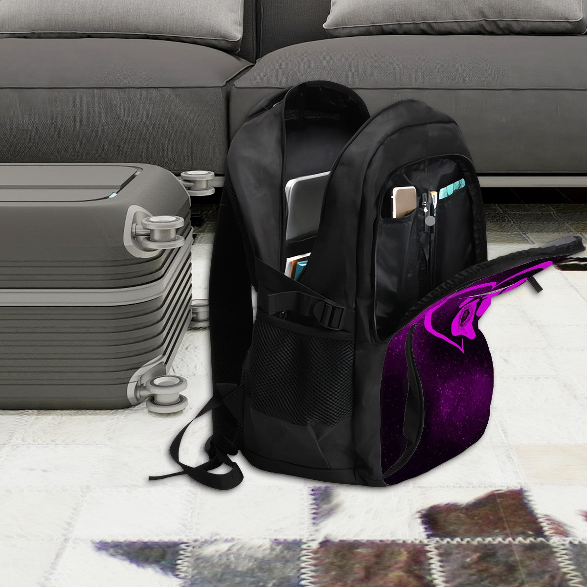 SPF Large Capacity Oxford Travel Backpack with USB - Pink