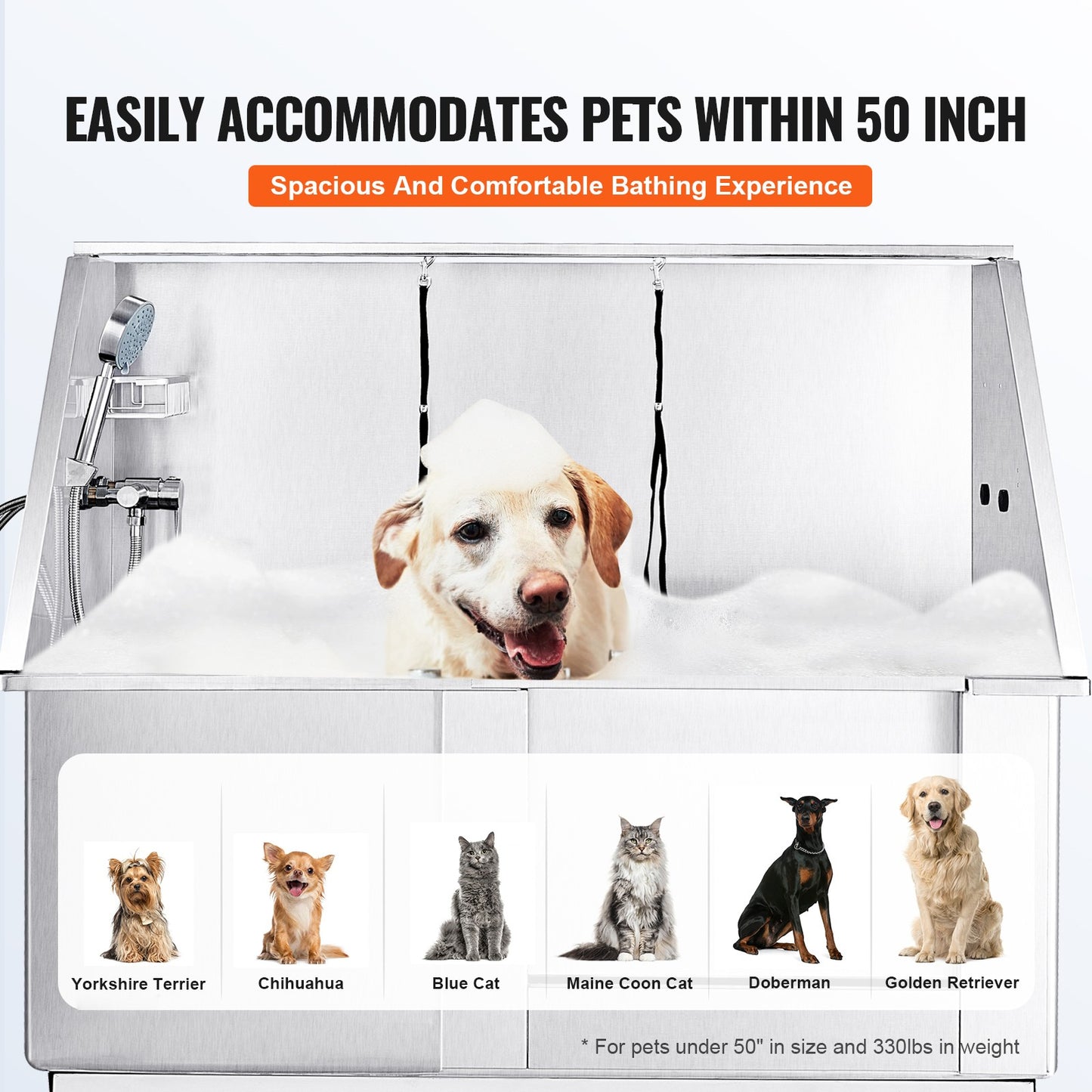 50" Dog Cat Pet Grooming Bath Tub Wash Station Electric Height Adjustment
