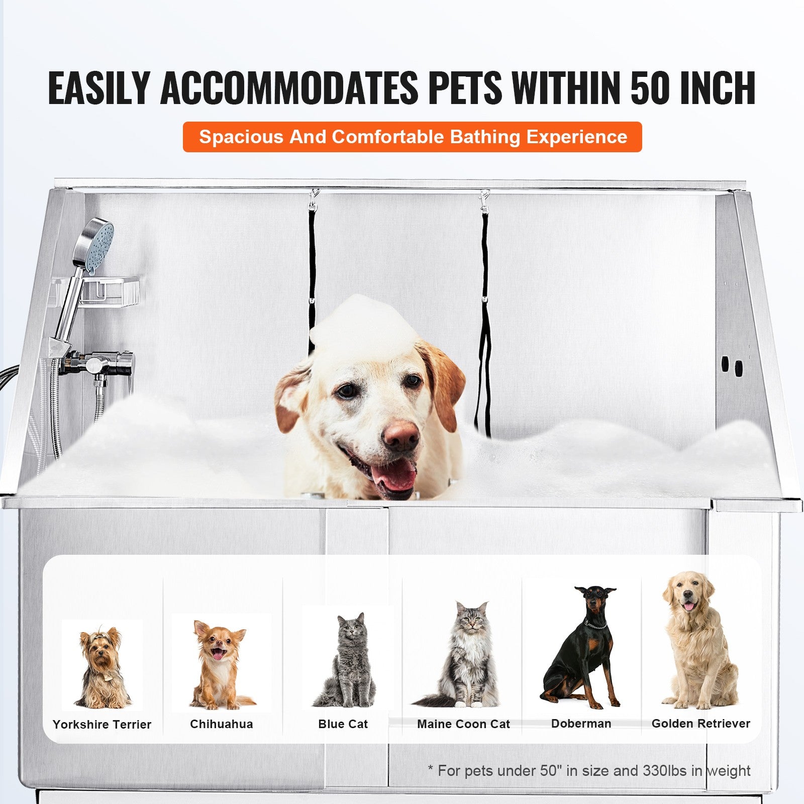 50" Dog Cat Pet Grooming Bath Tub Wash Station Electric Height Adjustment