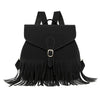 Black backpack with fringes on a white background