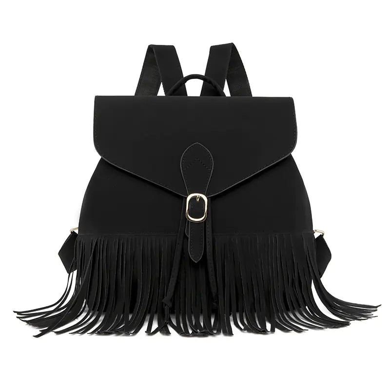 Retro Women's Backpack with Tassels and Large Capacity