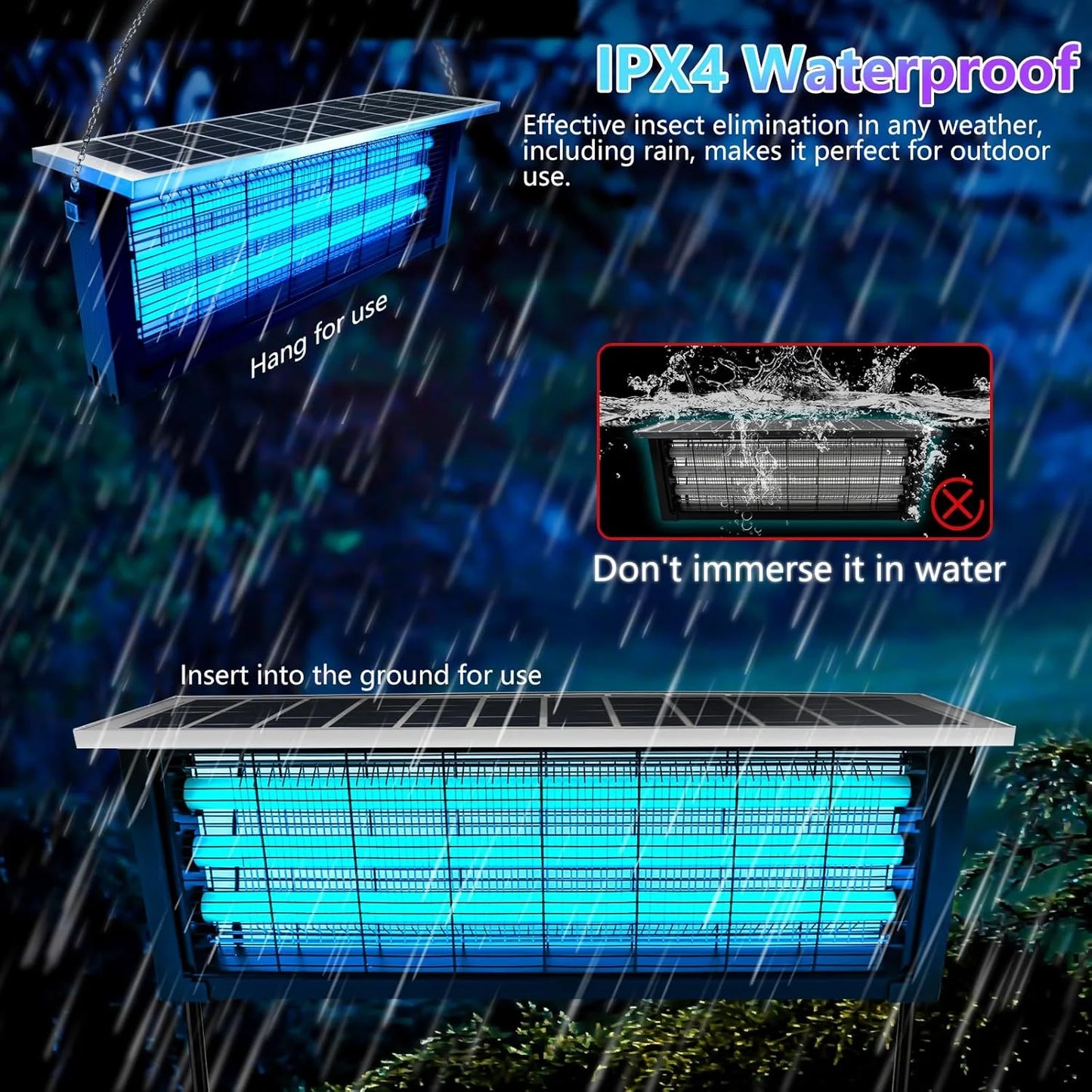 Ultimate Solar Bug Zapper - Waterproof & Rechargeable Mosquito Trap for Outdoor Pest Control, Perfect for Patios, Gardens, RVs & Camping (Covers 3500 Sq Ft)