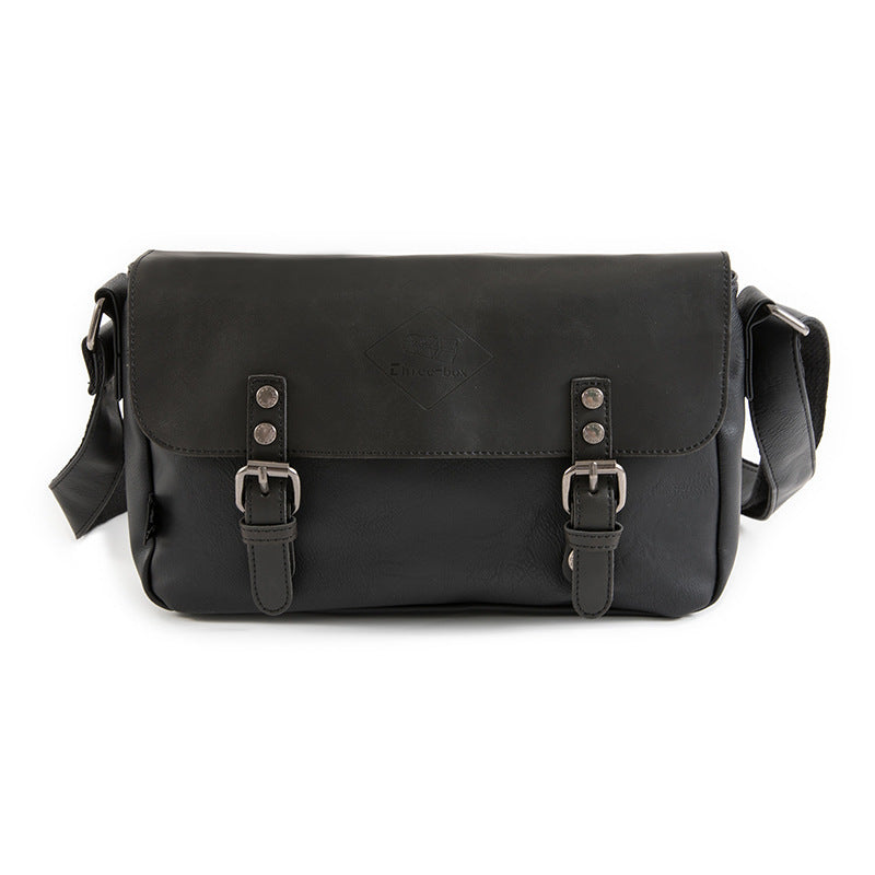 Men's PU Leather Retro Flip Literary Shoulder Bag