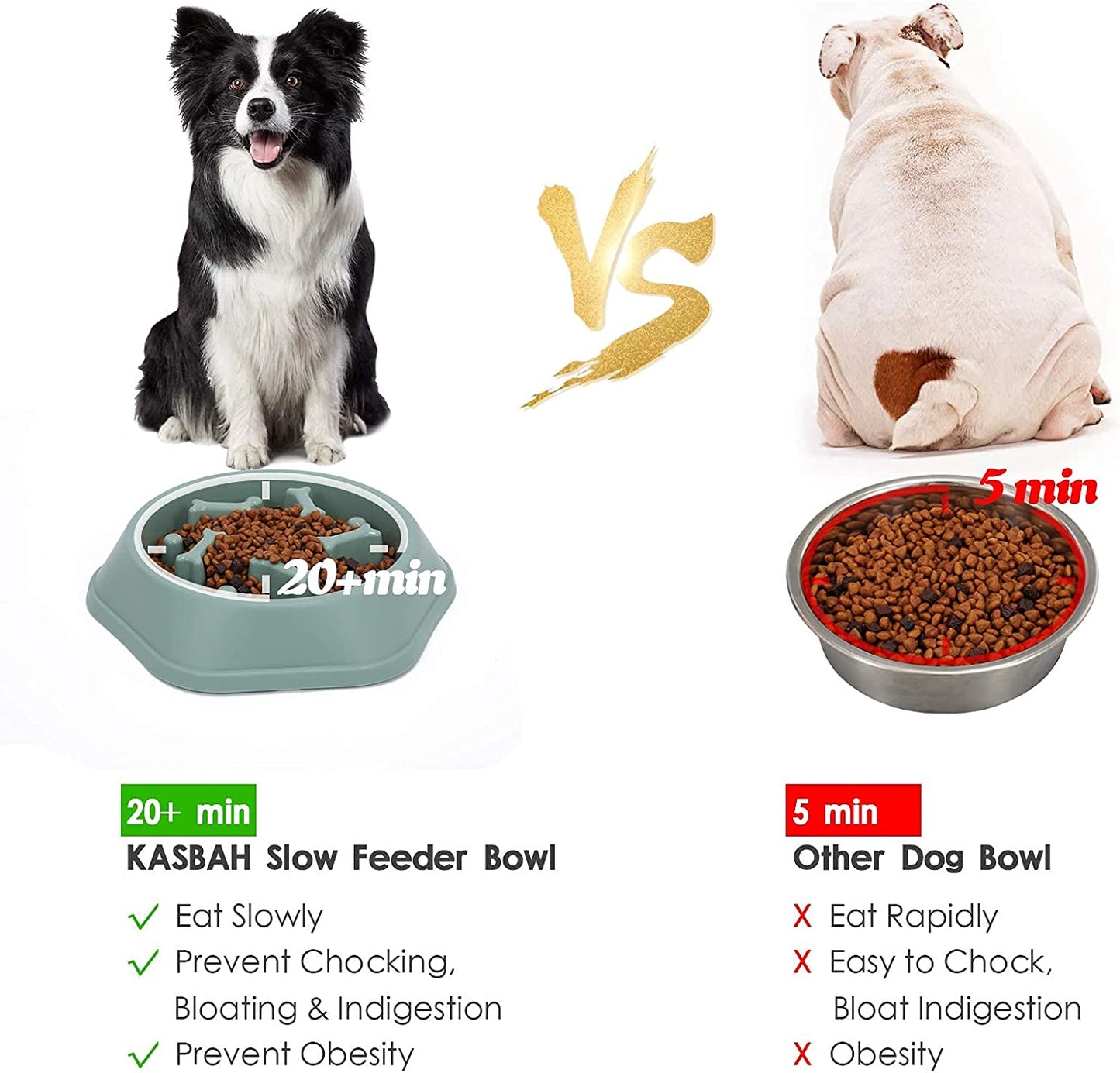 Interactive Slow Feeder Dog Bowl - Anti-Choking Puzzle Bowl for Healthy Eating, Green, 1.5 Cups/12 Oz