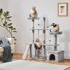 Rotatable Cat Tree 53.5In Multi-Level Cat Tower for Indoor Kittens/Large Cats, Pet House with Scratching Posts,Climbing Furniture Play Center, Light Gray