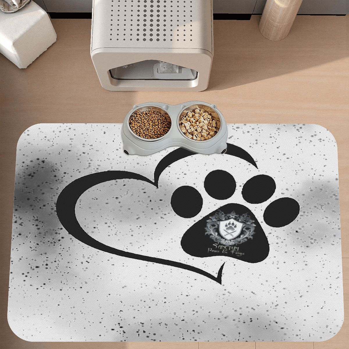 SPF Leather Waterproof Dog Food Mat - White