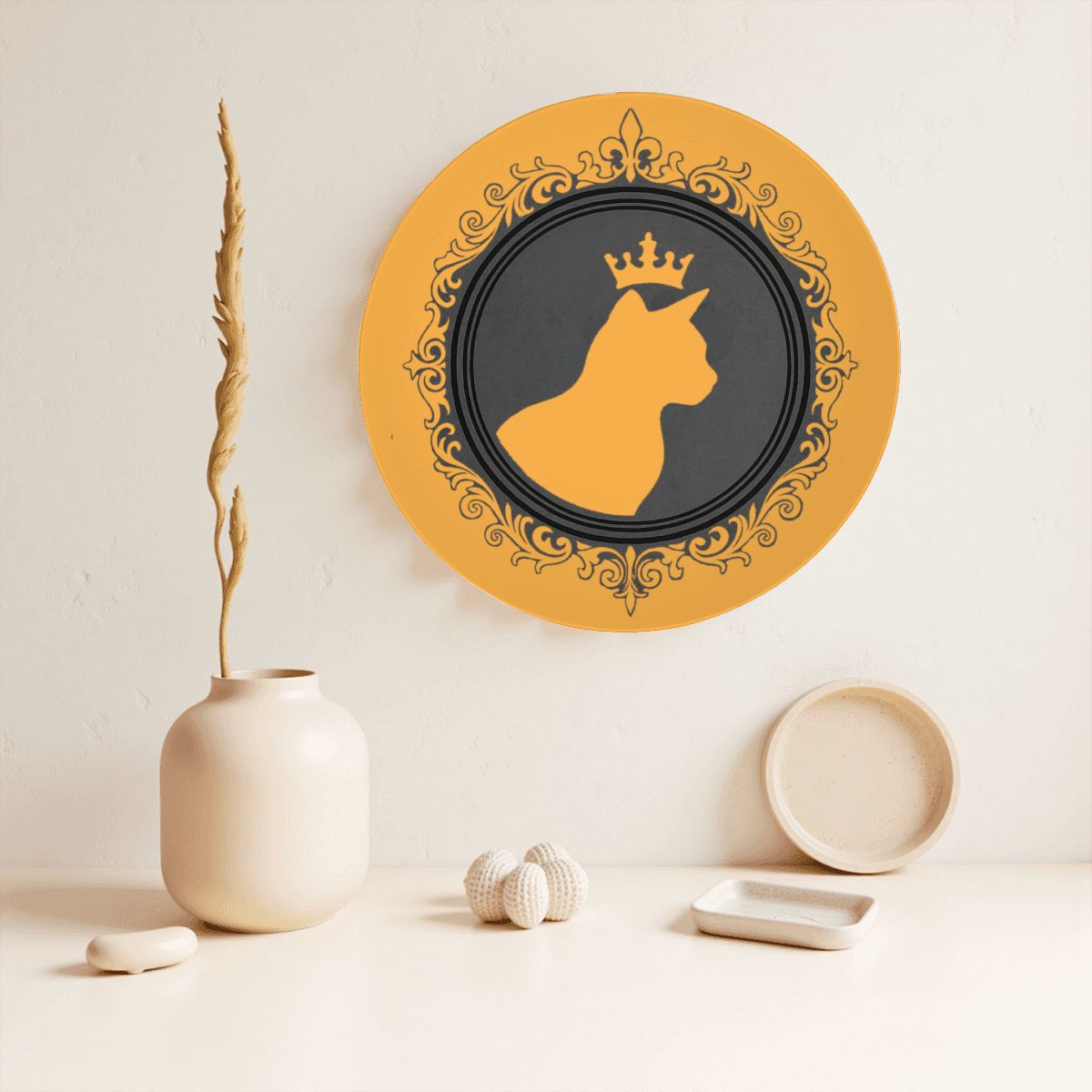 SPF Decorative Plate (King Cat Outline) - Orange