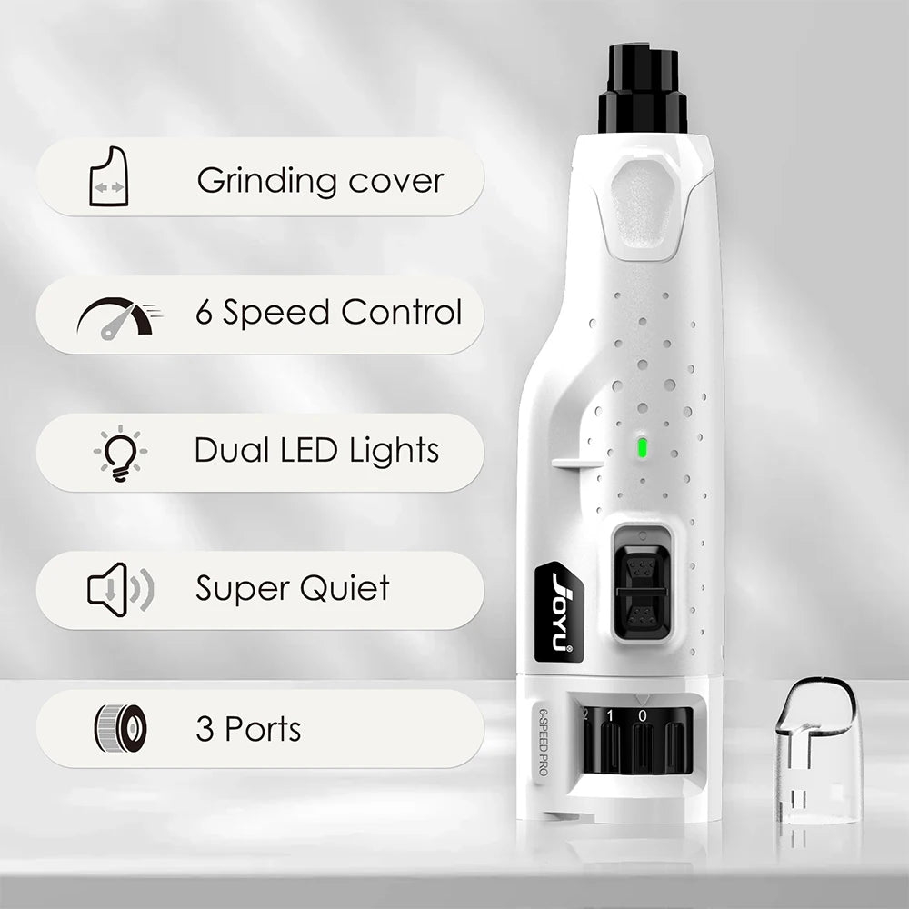Dog Nail Grinder Dustproof with 2 LED Light - Super Quiet Powerful 6-Speed Nail Trimmer File for Small Medium Large Dogs Dog Acc
