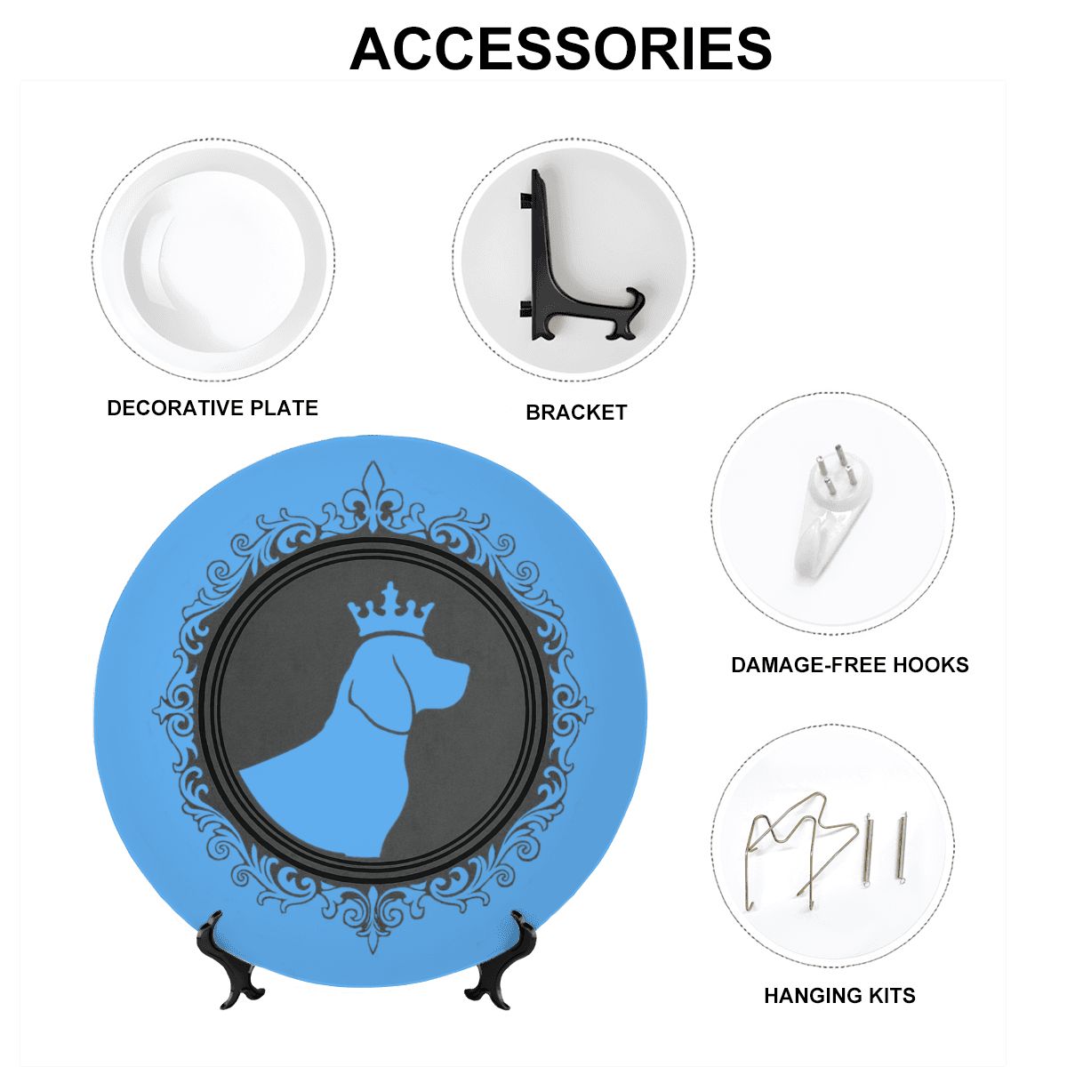 SPF Decorative Plate (King Dog Outline) - Blue