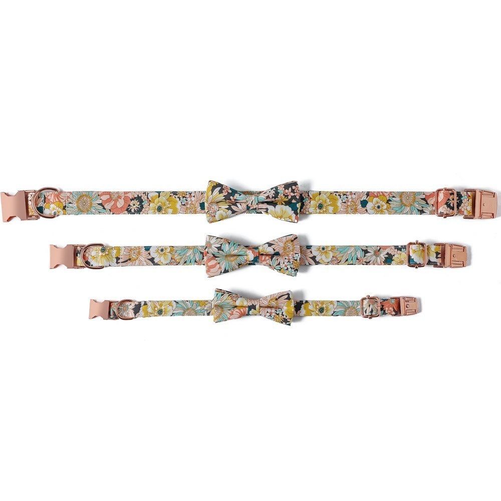 Floral Cotton Dog Collar Rose Buckle