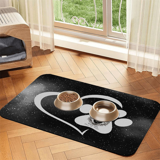 SPF Leather Waterproof Dog Food Mat - Black
