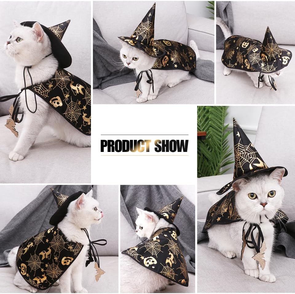 Unleash the Fun: Adorable Pet Show Costume Cape & Hat for Spooktacular Halloween and Everyday Adventures! 🎃🐾✨