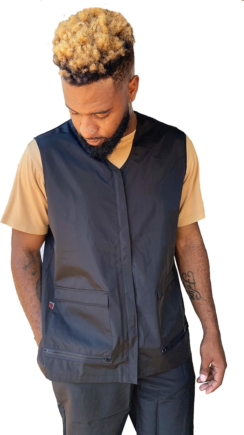 880 – Men'S Black Waterproof Pet Grooming and Styling Vest for Pet Groomers - MESH BACK - (X-Large)
