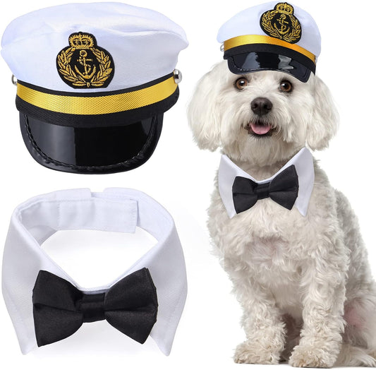 Ahoy, furry friends! 🐾⚓️ Dress your pup or kitty in this adorable Sea Sailor Costume Set complete with a stylish hat and necktie/bowtie! Perfect for Halloween, cosplay parties, and unforgettable photo ops! 🌊🐶🐱 #PetCostume #SailorStyle #HalloweenReady
