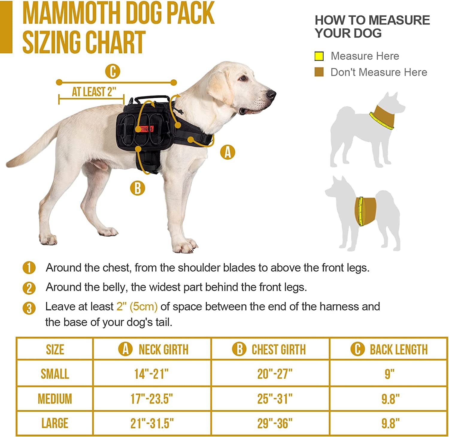Tactical Dog Backpack for Medium & Large Breeds - Durable Nylon with Side Pockets for Hiking, Walking, and Training (Black, Large)