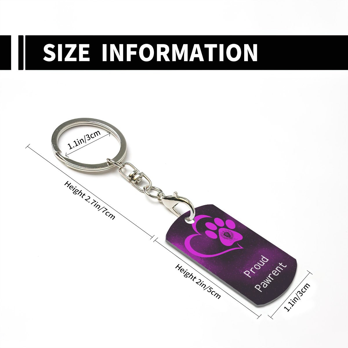 SPF Rectangular Metal Keychain - Proud Pawrent - Pink