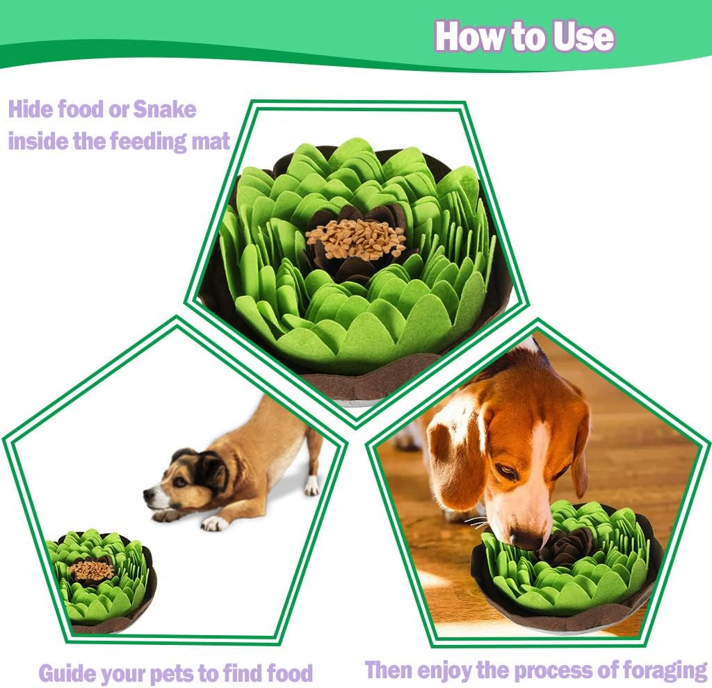 Interactive Dog Slow Feeding Snuffle Mat - Portable Stress Relief Toy for Dogs and Cats - Light Green