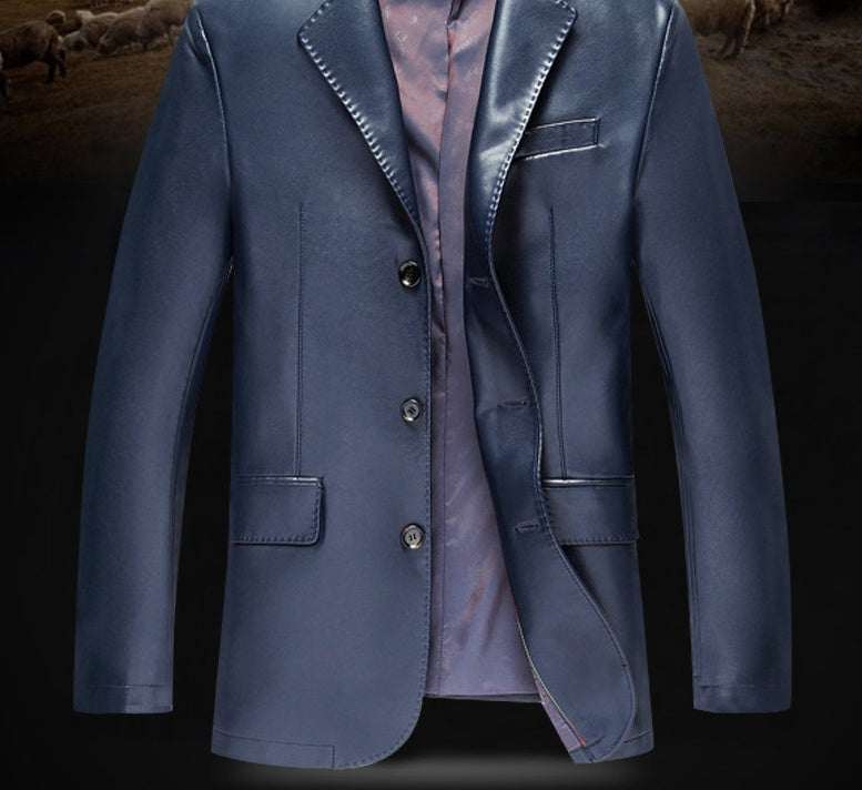 Fathers Wear Loose Casual PU Leather Jackets