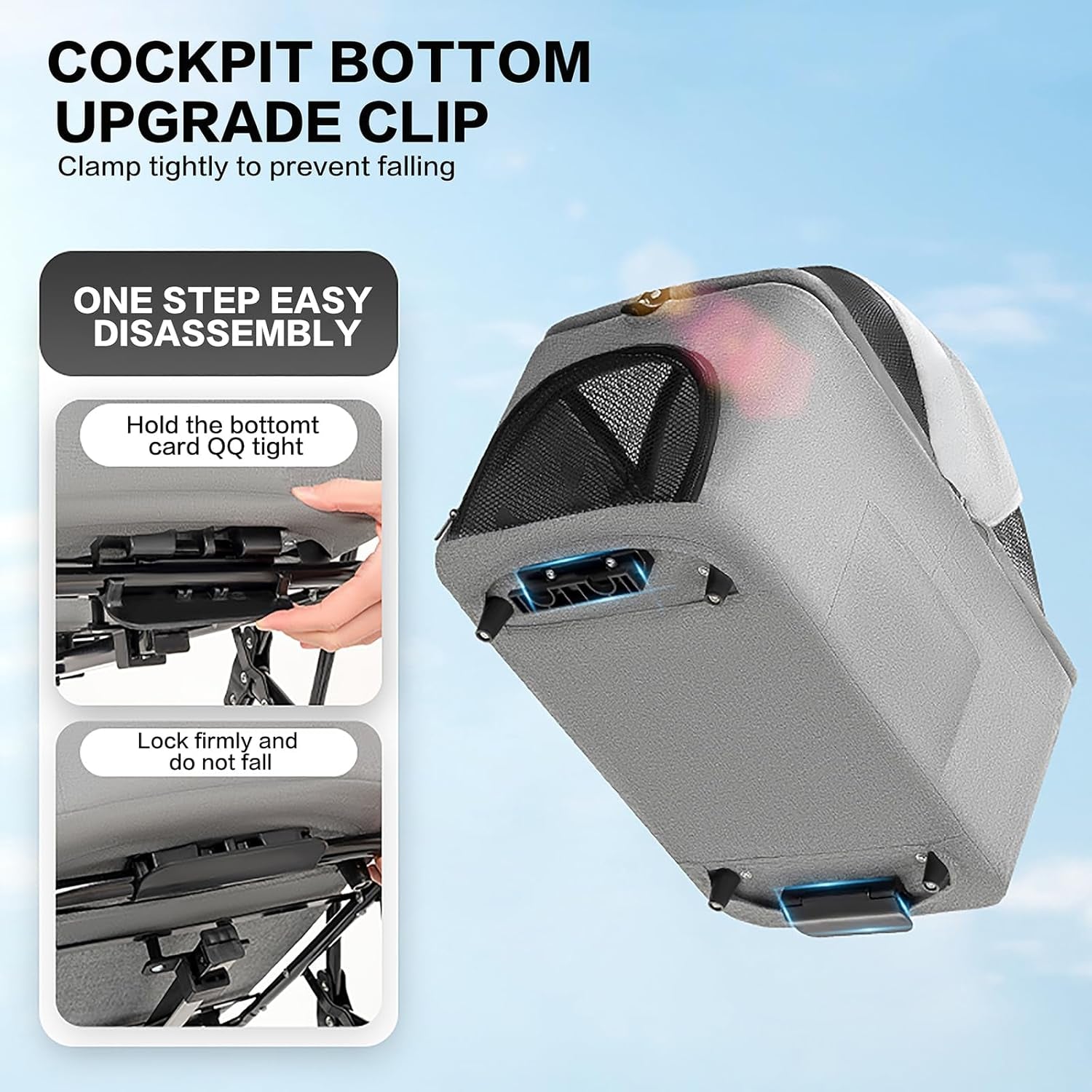 3 in 1 Dog Stroller 4 Wheels Folding Pet Stroller with Detachable Carrier Multifunction Dog Travel Carrier Portable Pet Jogging Stroller for Medium Small Dogs Cats (Blue)