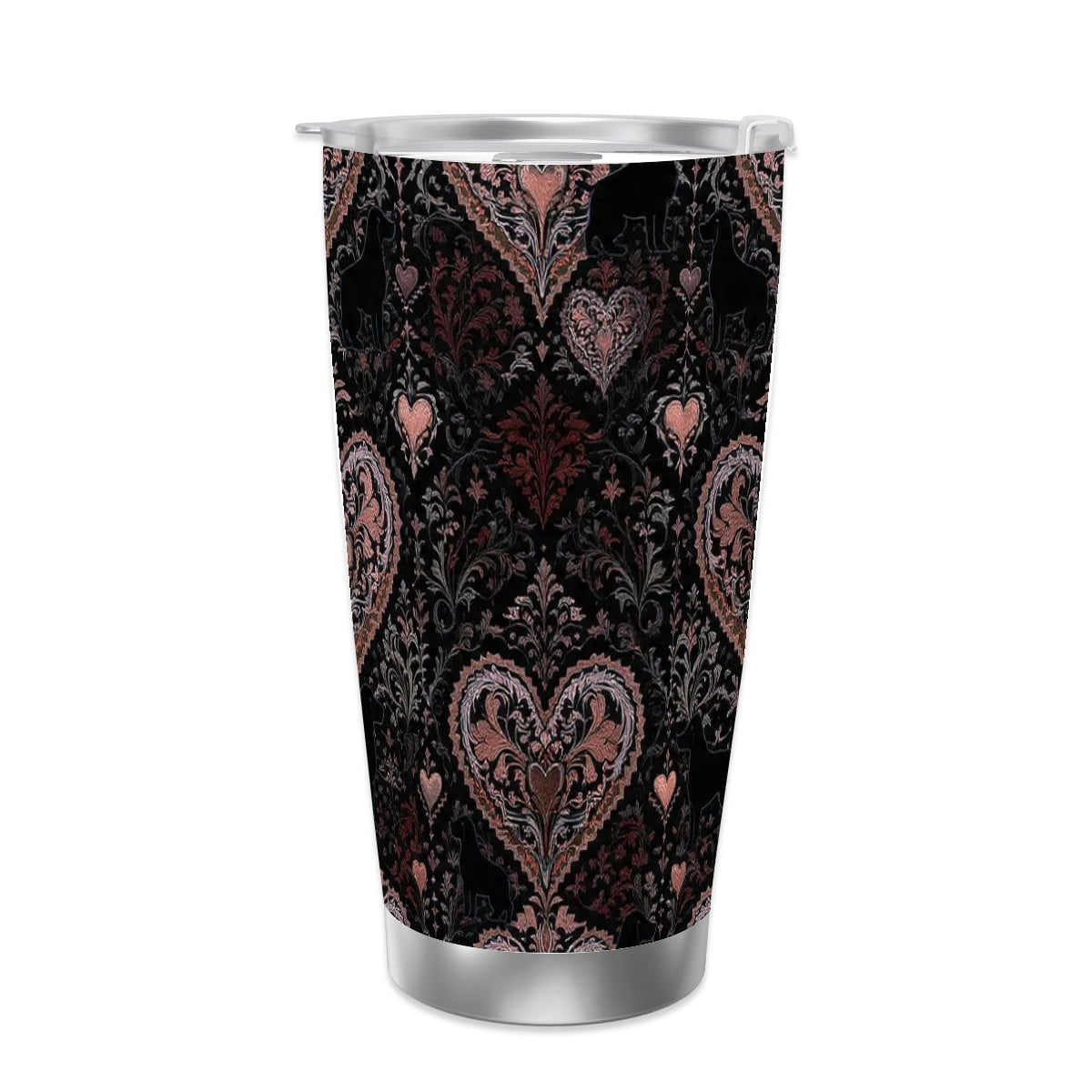 Dogs Love Travel Coffee Mug (20oz) with Silver Edge (Collection-1)