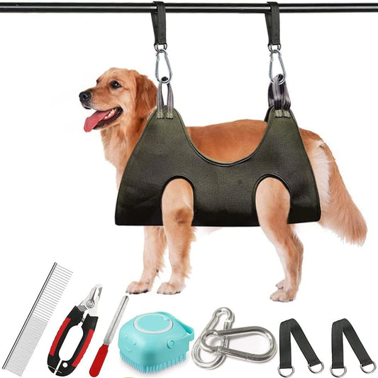 Pet Grooming Hammock,Durable Dog Hammock for Grooming,Dog Grooming Helper Cat/Dog/Pet Grooming Hammock (L(Legs Spacing：7"-16.5" / Max W：80LB))