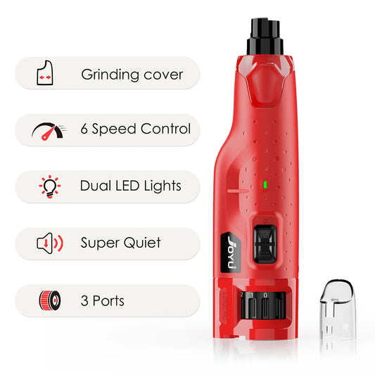 Dog Nail Grinder Dustproof with 2 LED Light - Super Quiet Powerful 6-Speed Nail Trimmer File for Small Medium Large Dogs Dog Acc