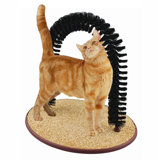 Ultimate Cat Self-Grooming Arch with Bristles & Catnip - Scratching, Brushing, and Massaging Fun!