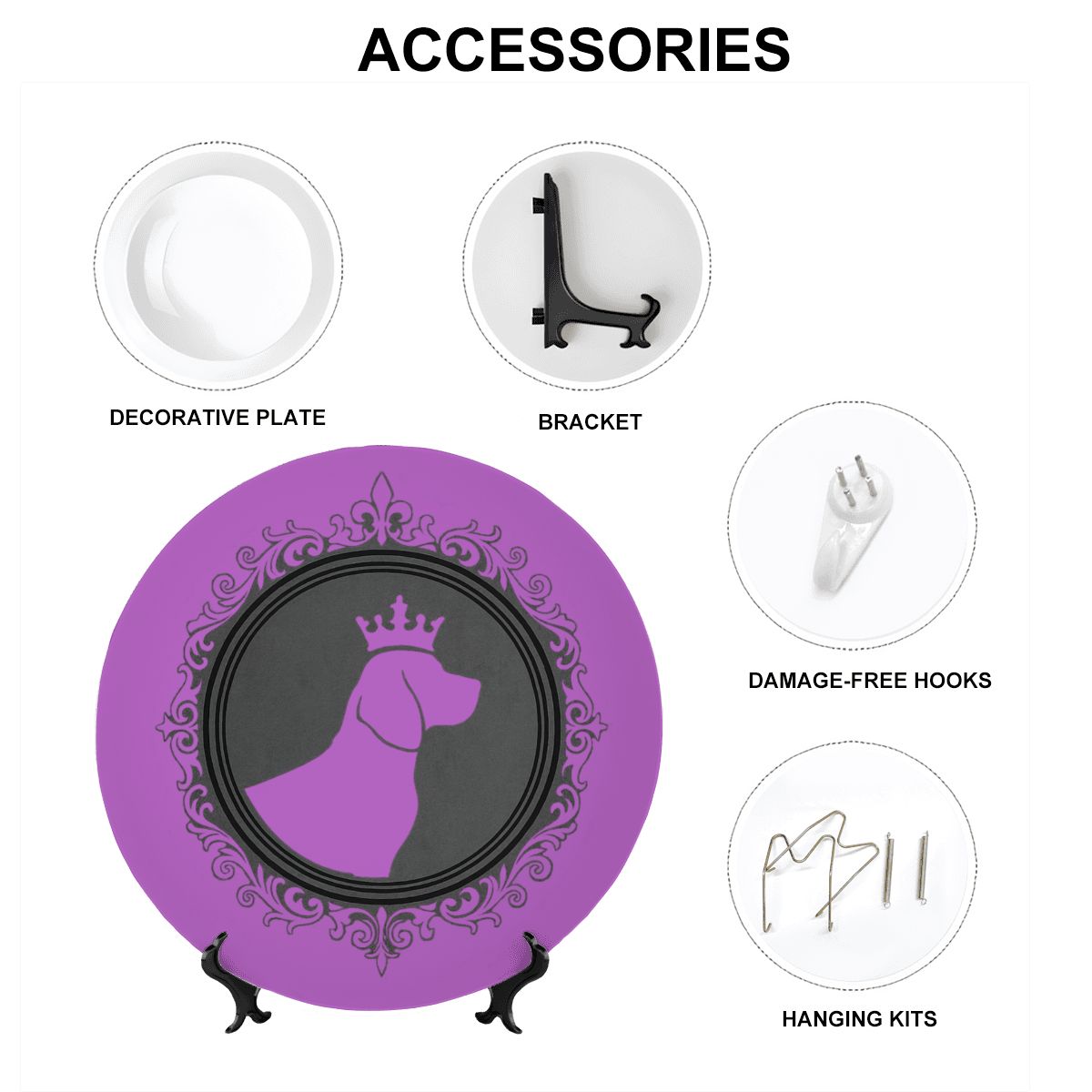 SPF Decorative Plate (King Dog Outline) - Purple